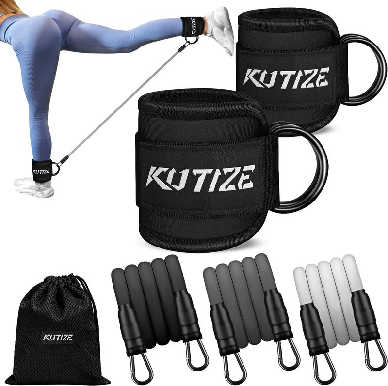 KUTIZE Ankle Resistance Bands with Cuffs for Women & Men - 3-Level Adjustable Leg & Glute Workout Equipment, Portable Home Gym Exercise Bands for Kickbacks, Hip Thrusts, Yoga, Strength Training - Image 1